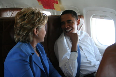 Obama and Hillary on Jet